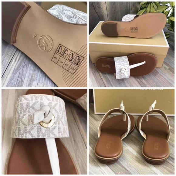 Michael Kors Cindy Sandal Mini Logo PVC Vanilla - Picture 7 of 7